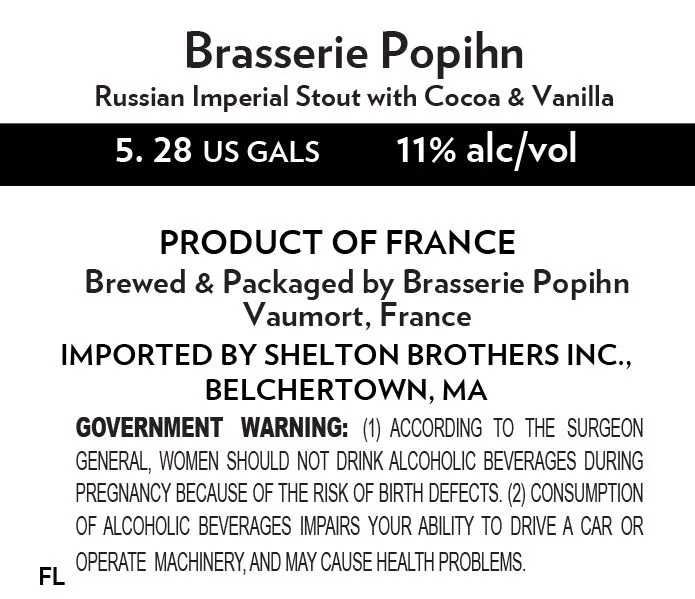 Brasserie Popihn Russian Imperial Stout with Cocoa & Vanilla label