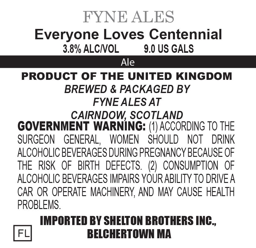 Everyone Loves Centennial — full label as filed with TTB