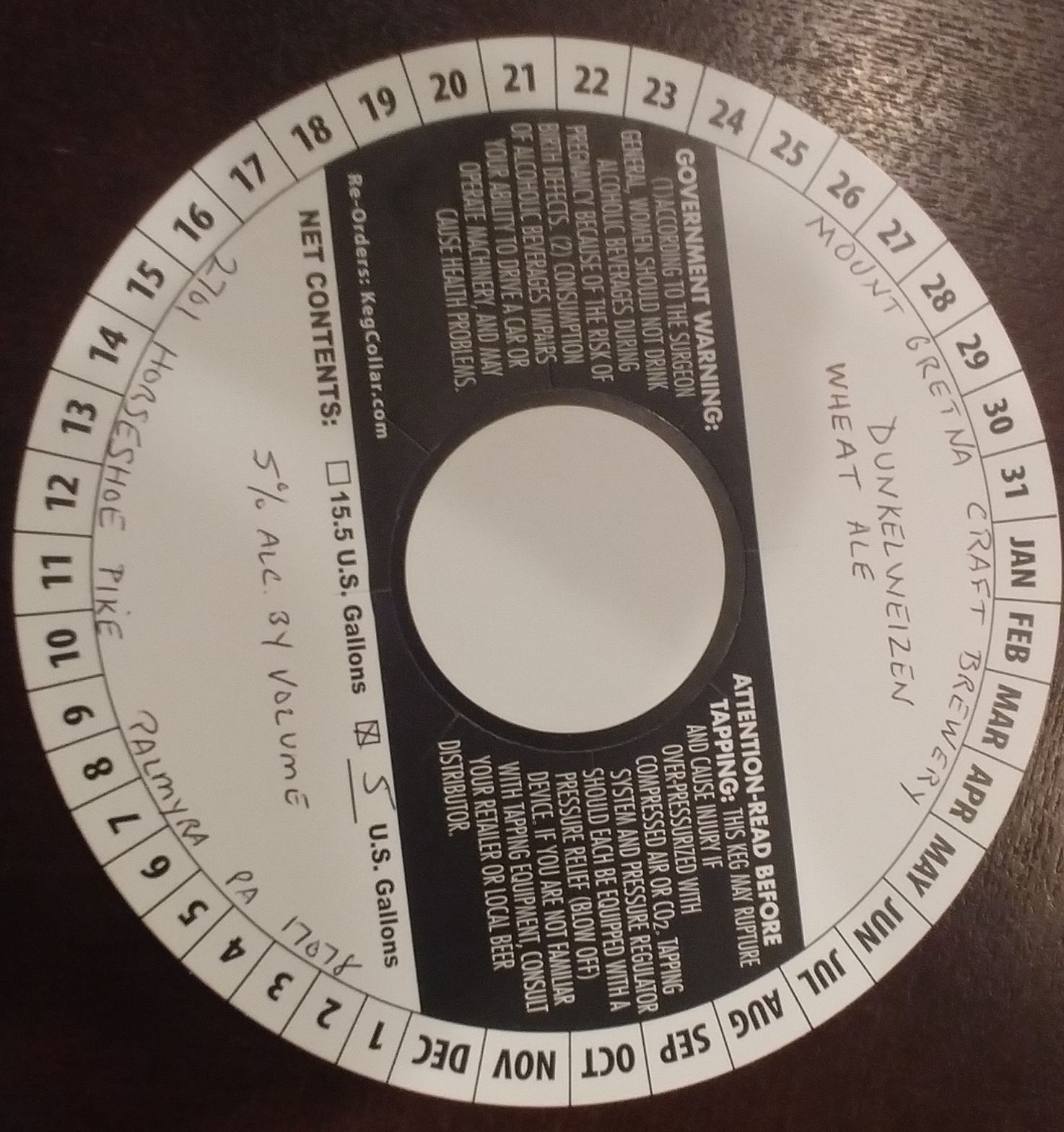 Dunkelweizen Wheat Ale — full label as filed with TTB