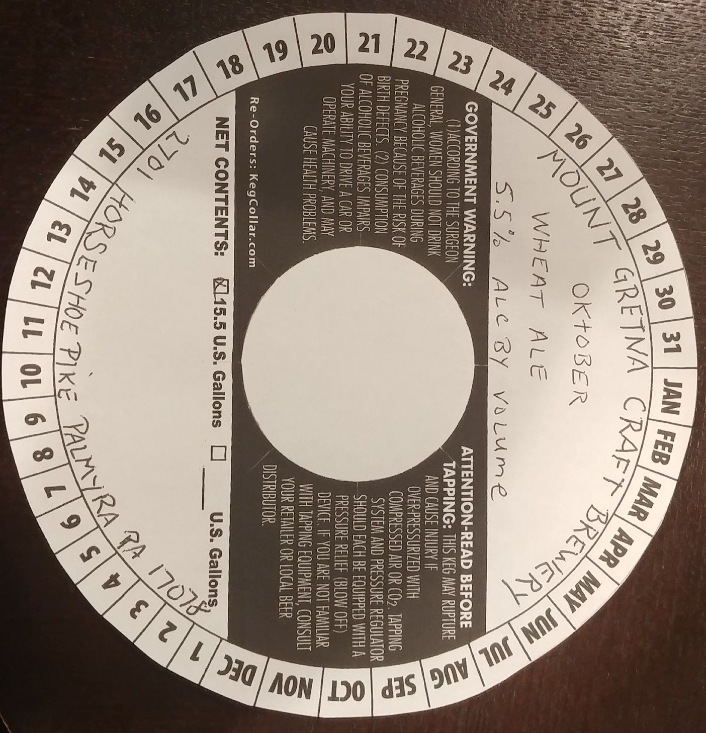 Oktober Wheat Ale — full label as filed with TTB