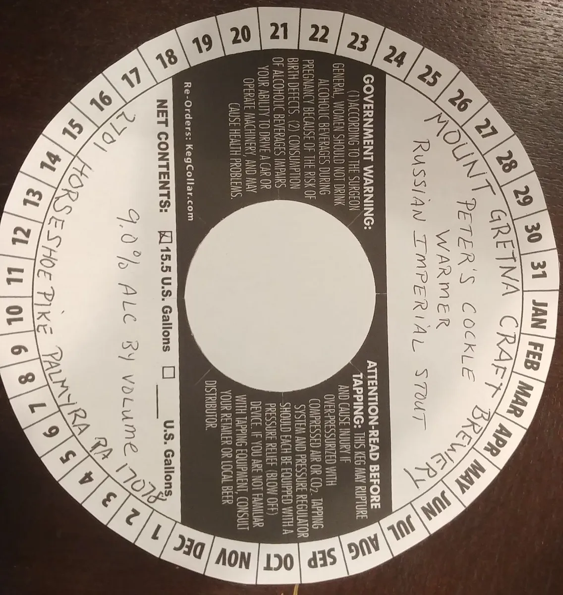 Peter's Cockle Warmer Russian Imperial Stout label art — PETER'S COCKLE WARMER RUSSIAN IMPERIAL STOUT