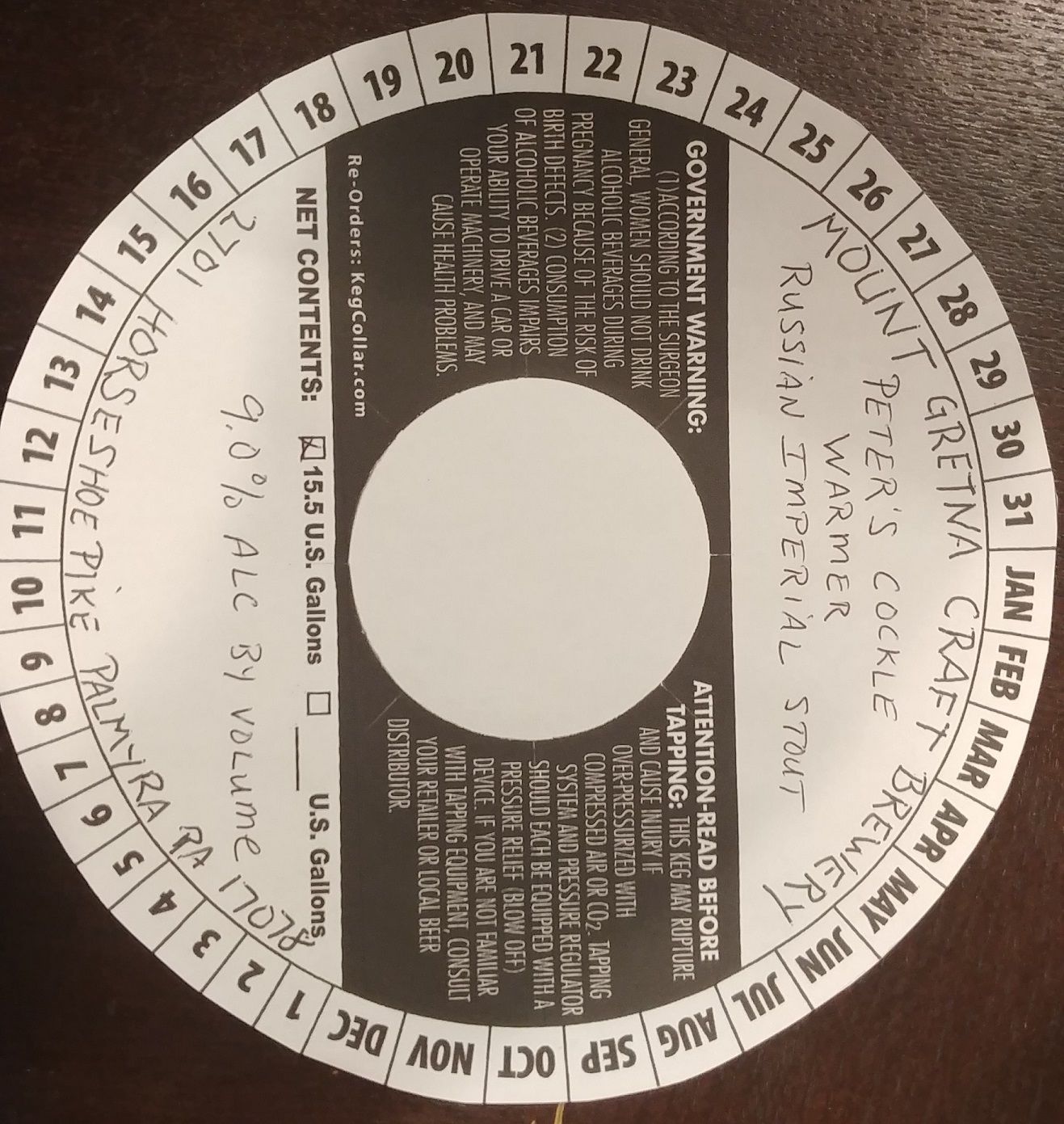 Peter's Cockle Warmer Russian Imperial Stout — full label as filed with TTB