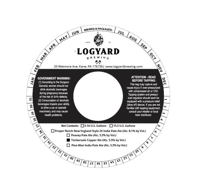 Timbersale Copper Ale — full label as filed with TTB