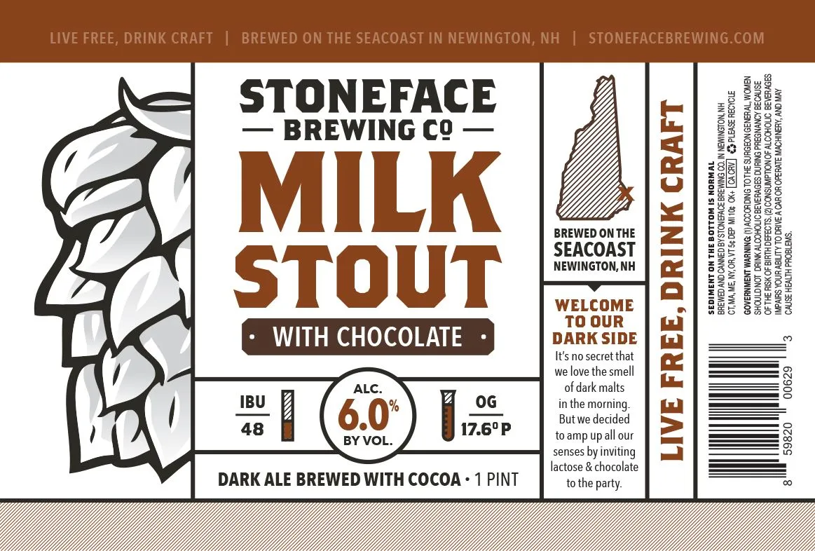 Milk Stout With Chocolate label art — STONEFACE MILK STOUT WITH CHOCOLATE