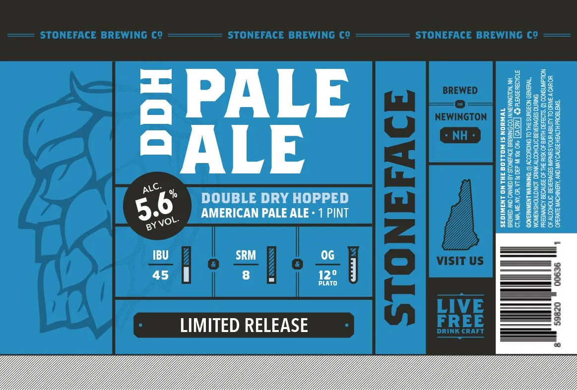 Double Dry Hopped label art — STONEFACE DDH PALE ALE