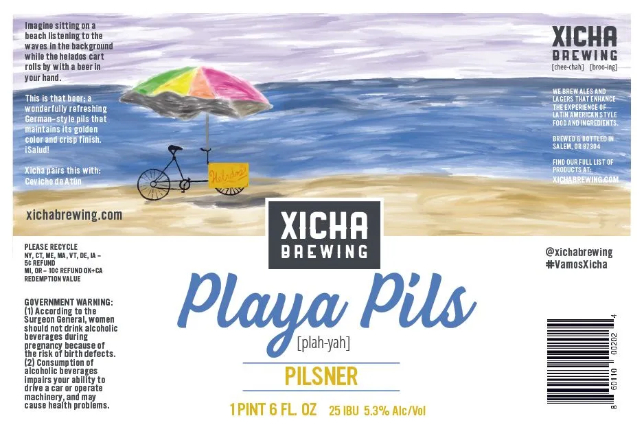 Playa Pils label art — XICHA BREWING