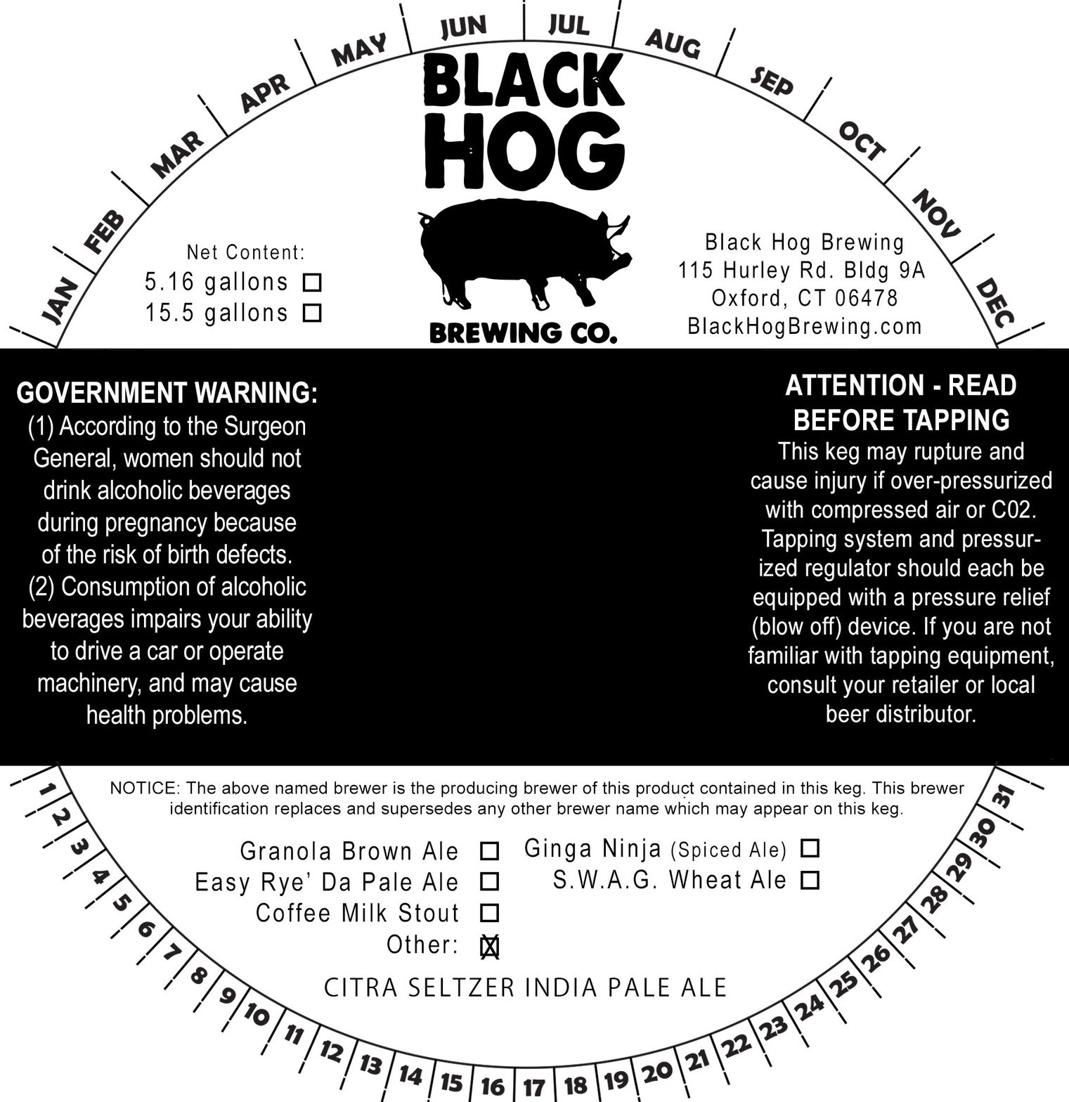 Citra Seltzer India Pale Ale — full label as filed with TTB