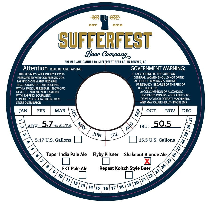 Shakeout Blonde Ale — full label as filed with TTB