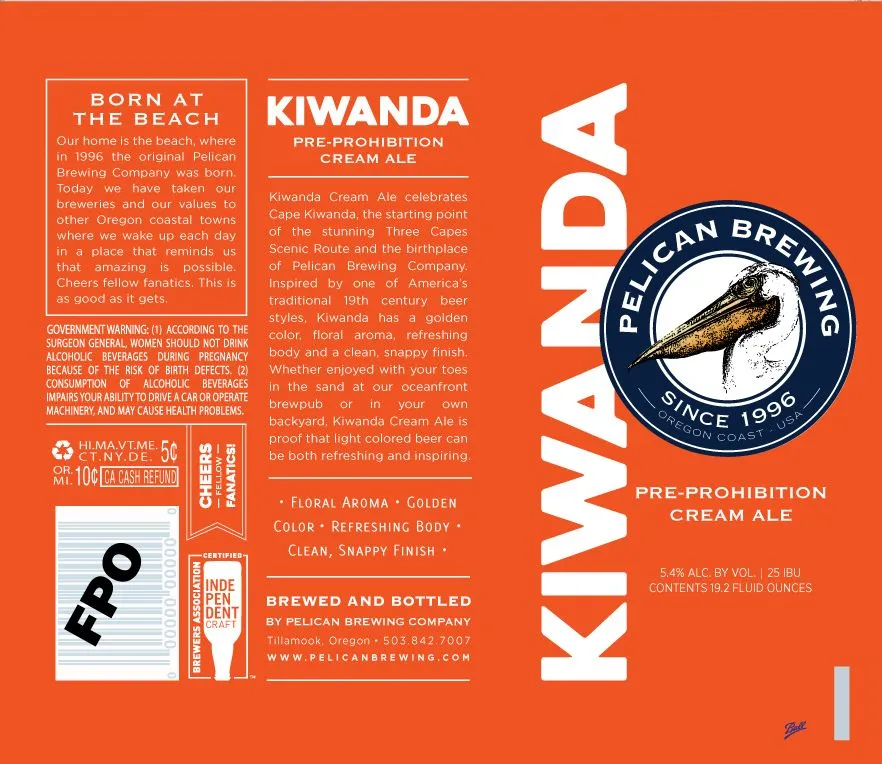 Kiwanda Pre-Prohibition Cream Ale label art — KIWANDA