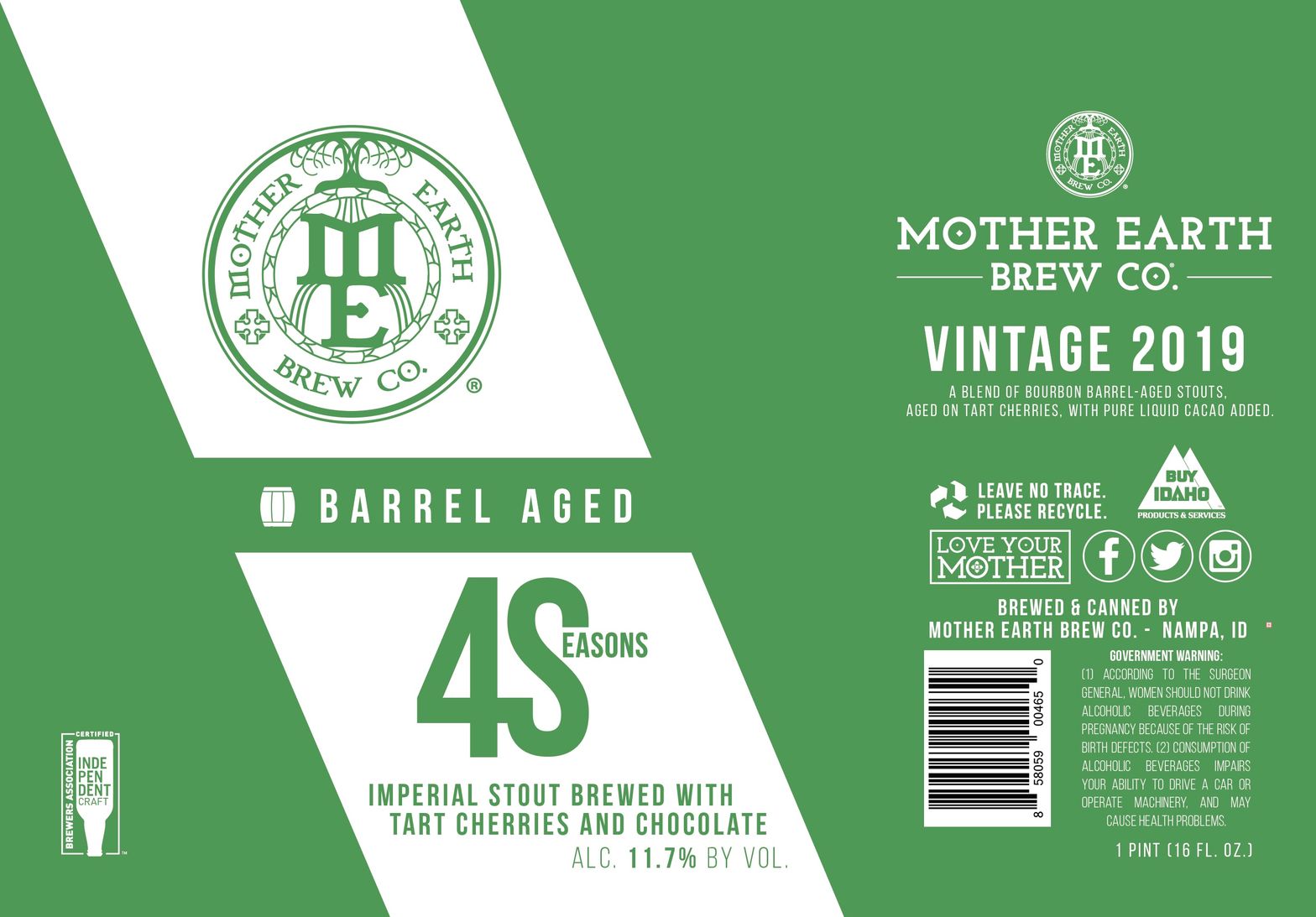 4 Seasons Vintage 2019 — full label as filed with TTB