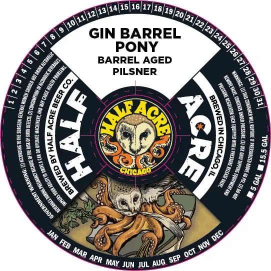 Gin Barrel Pony label art — HALF ACRE BEER CO