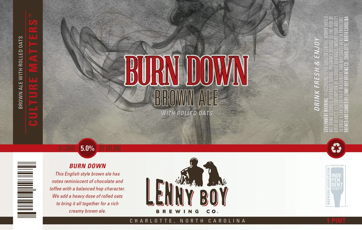 Burn Down Brown label