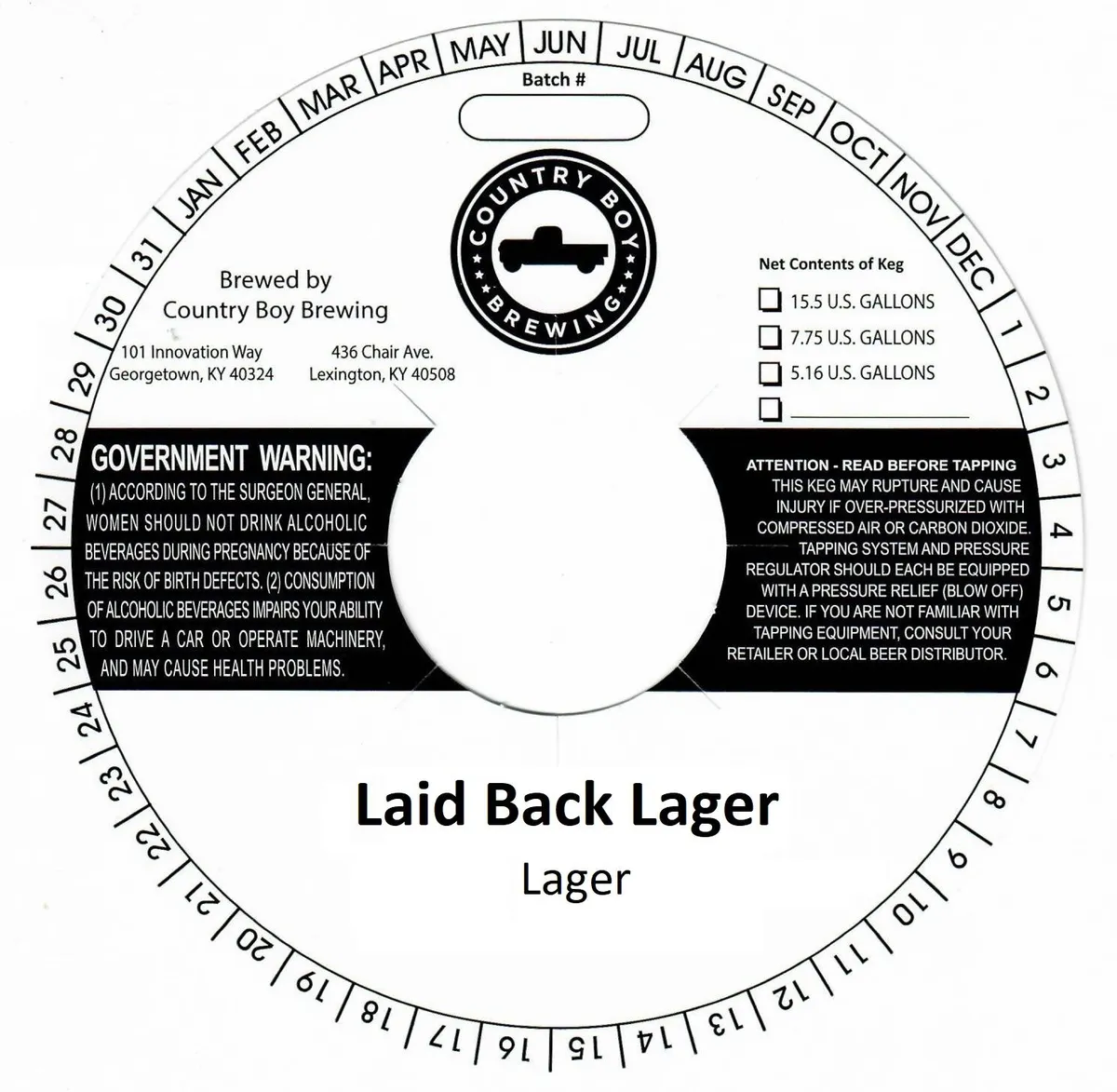 Laid Back Lager label art — COUNTRY BOY BREWING