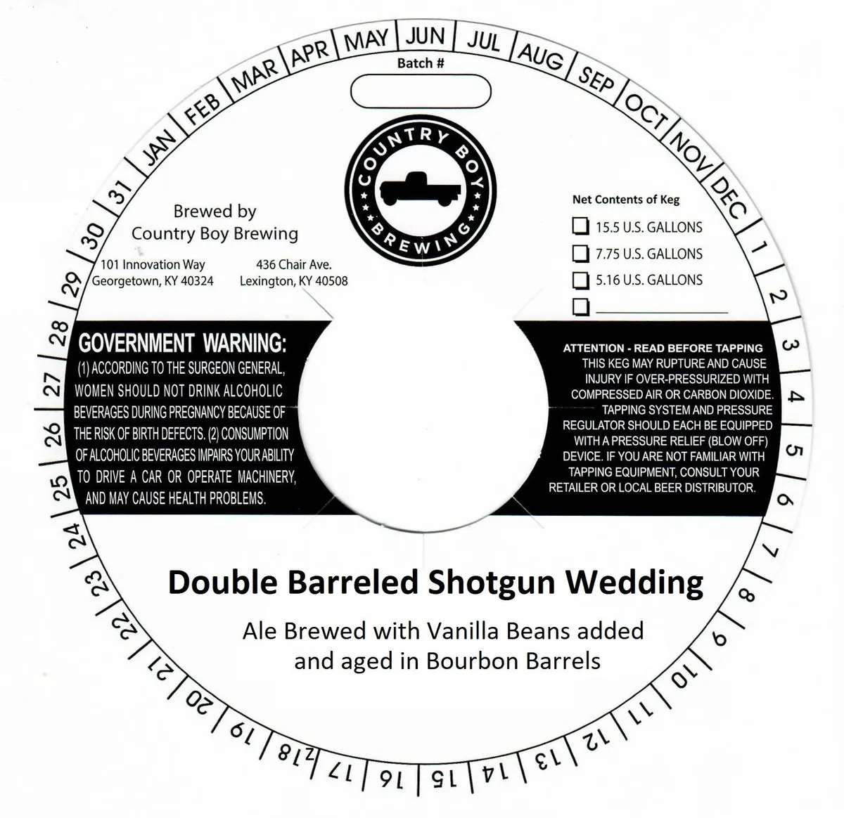 Double Barreled Shotgun Wedding label art — COUNTRY BOY BREWING