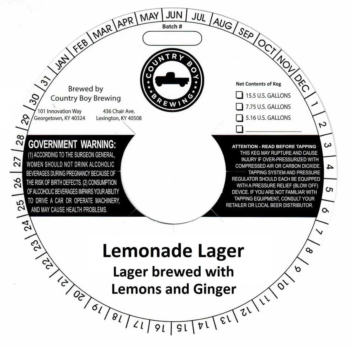 Lemonade Lager label art — COUNTRY BOY BREWING