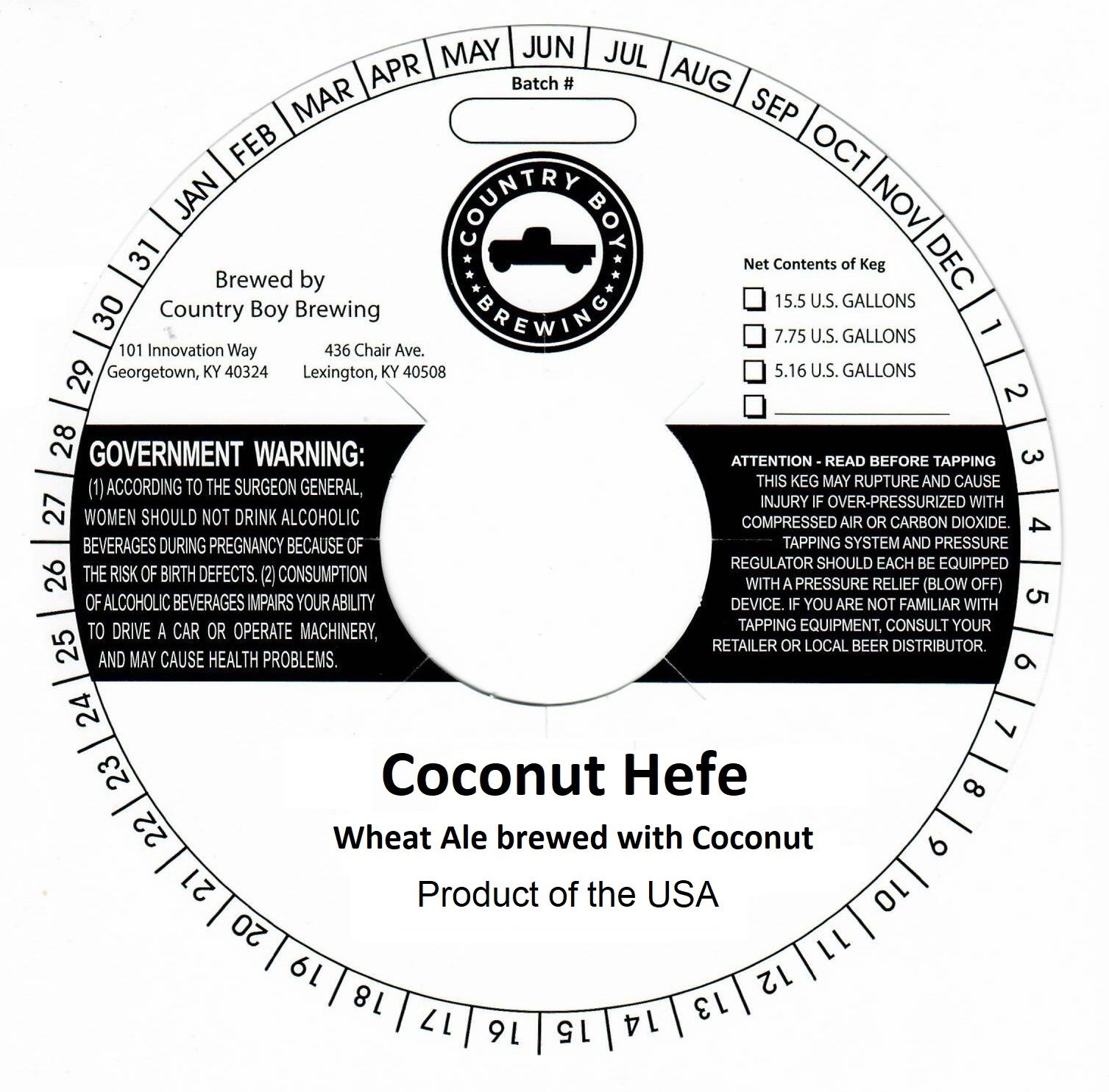 Coconut Hefe — full label as filed with TTB