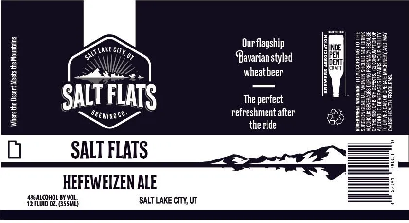 Salt Flats Hefeweizen Ale label art — SALT FLATS HEFEWEIZEN ALE