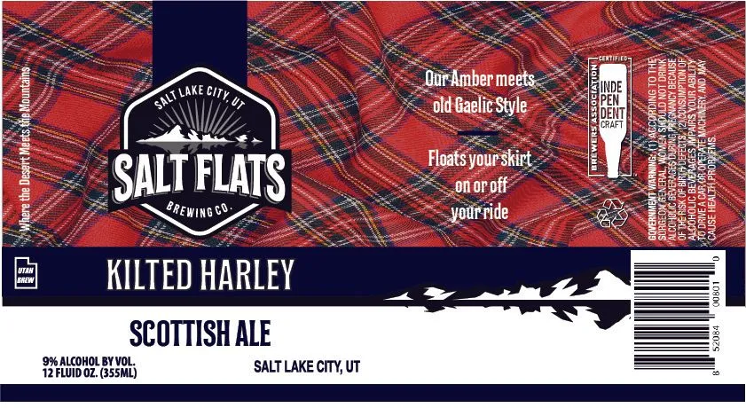 Kilted Harley Scottish Ale label art — KILTED HARLEY SCOTTISH ALE