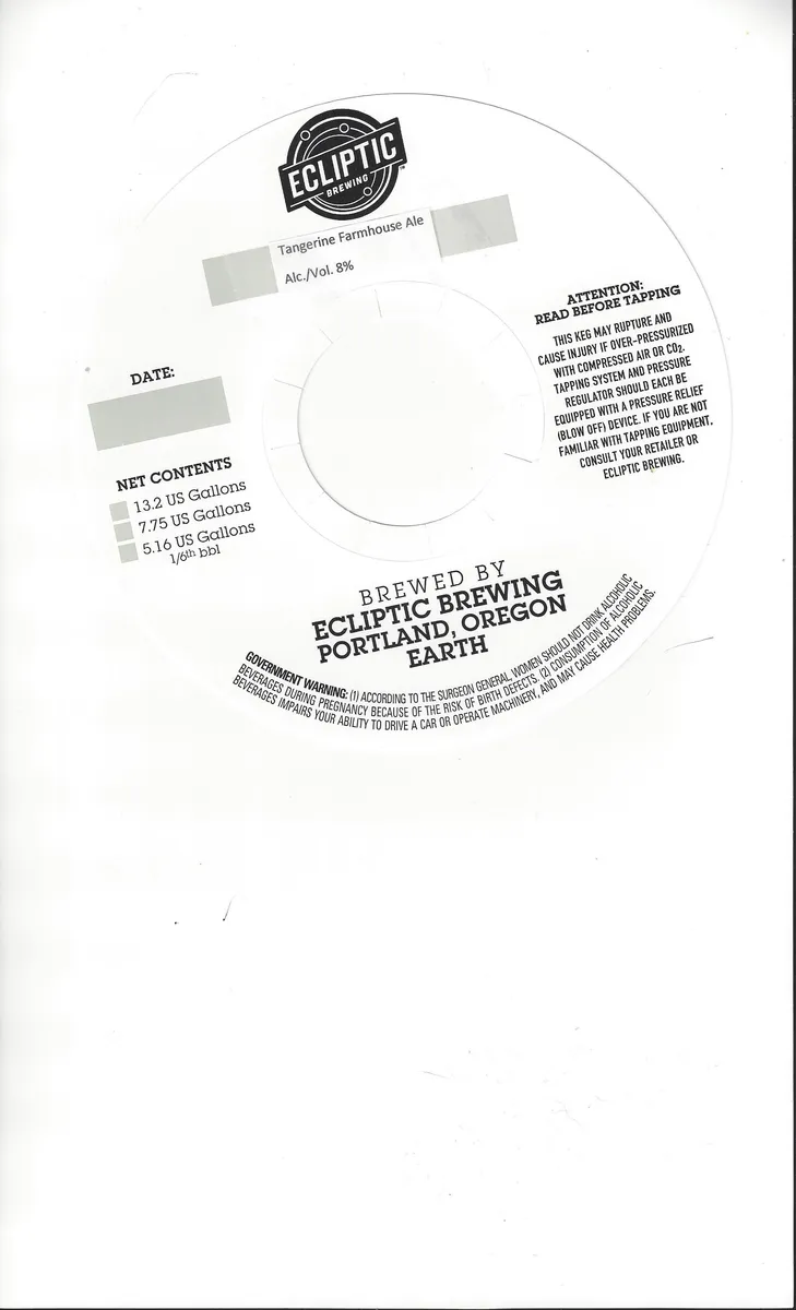 Tangerine Farmhouse Ale label