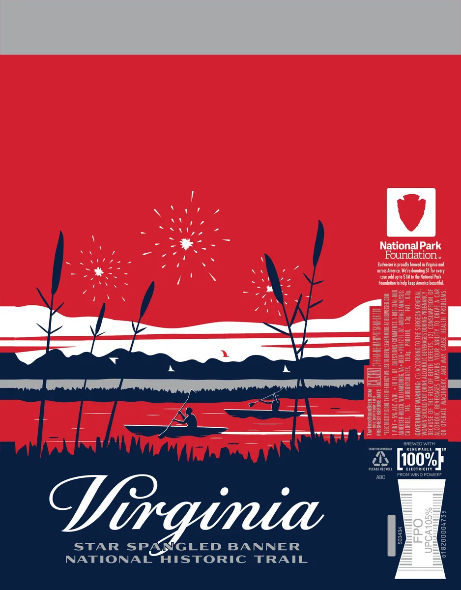 Virginia Star Spangled Banner National Historic Trail label art — BUDWEISER
