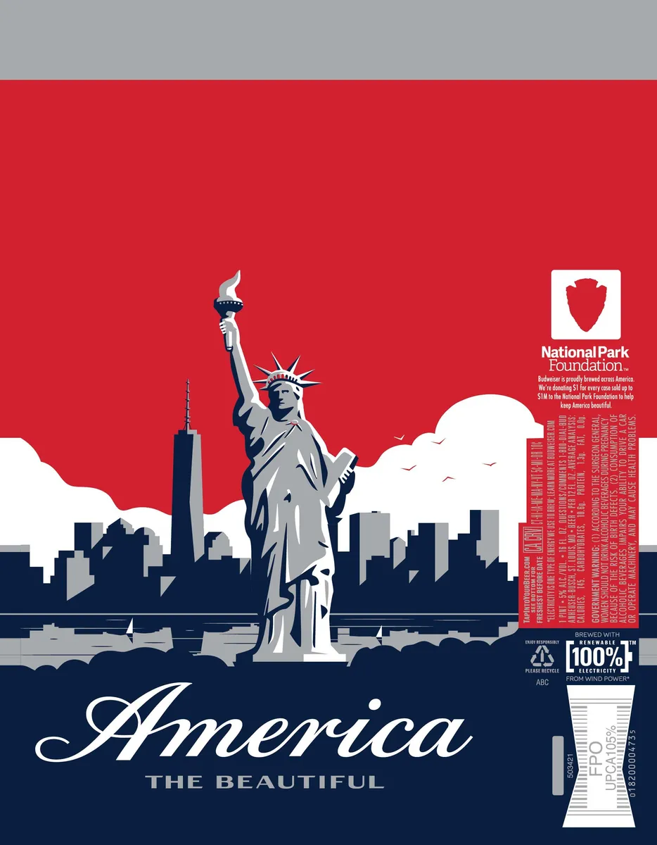 America The Beautiful label art — BUDWEISER
