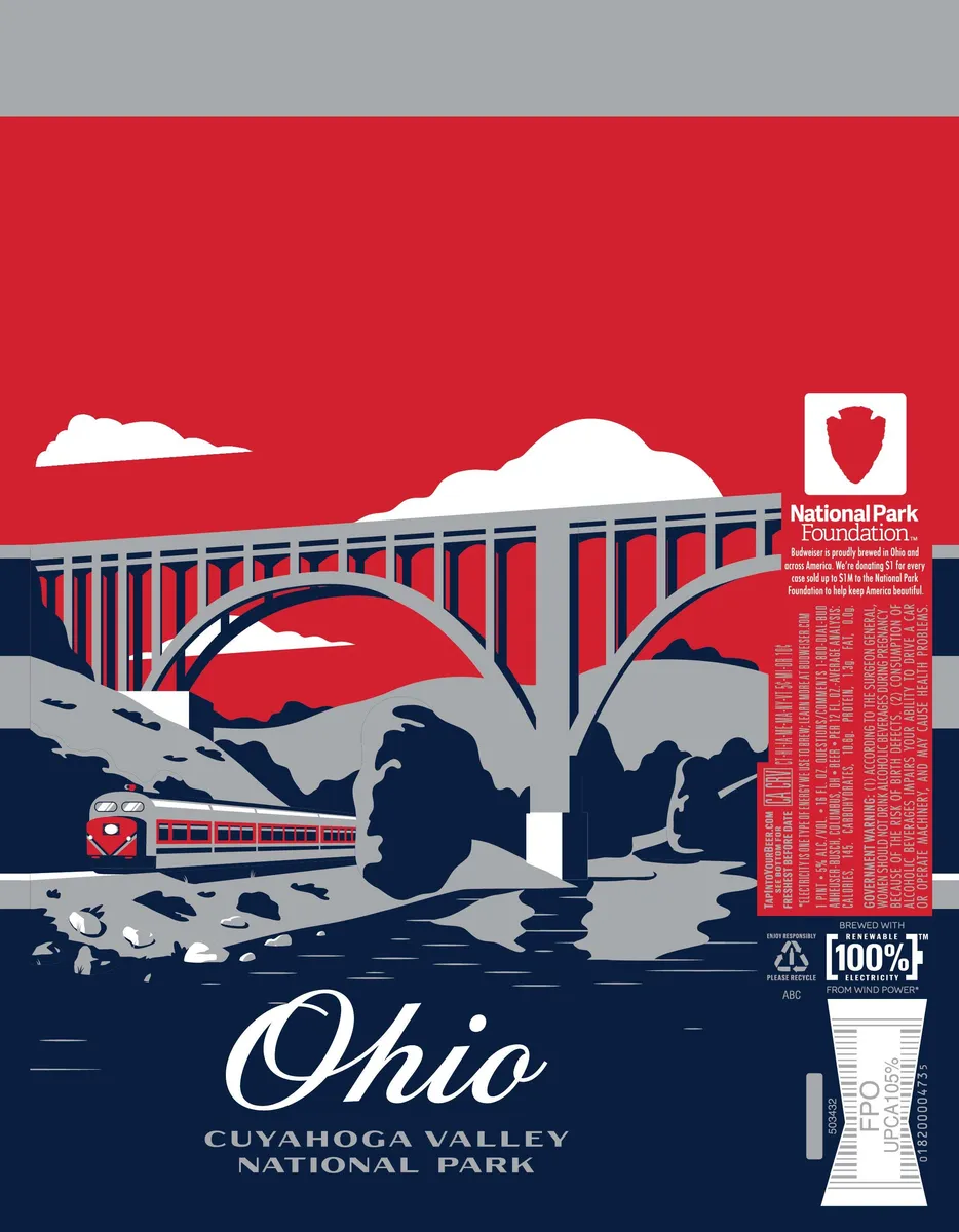 Budweiser Ohio Cuyahoga Valley National Park label art — BUDWEISER