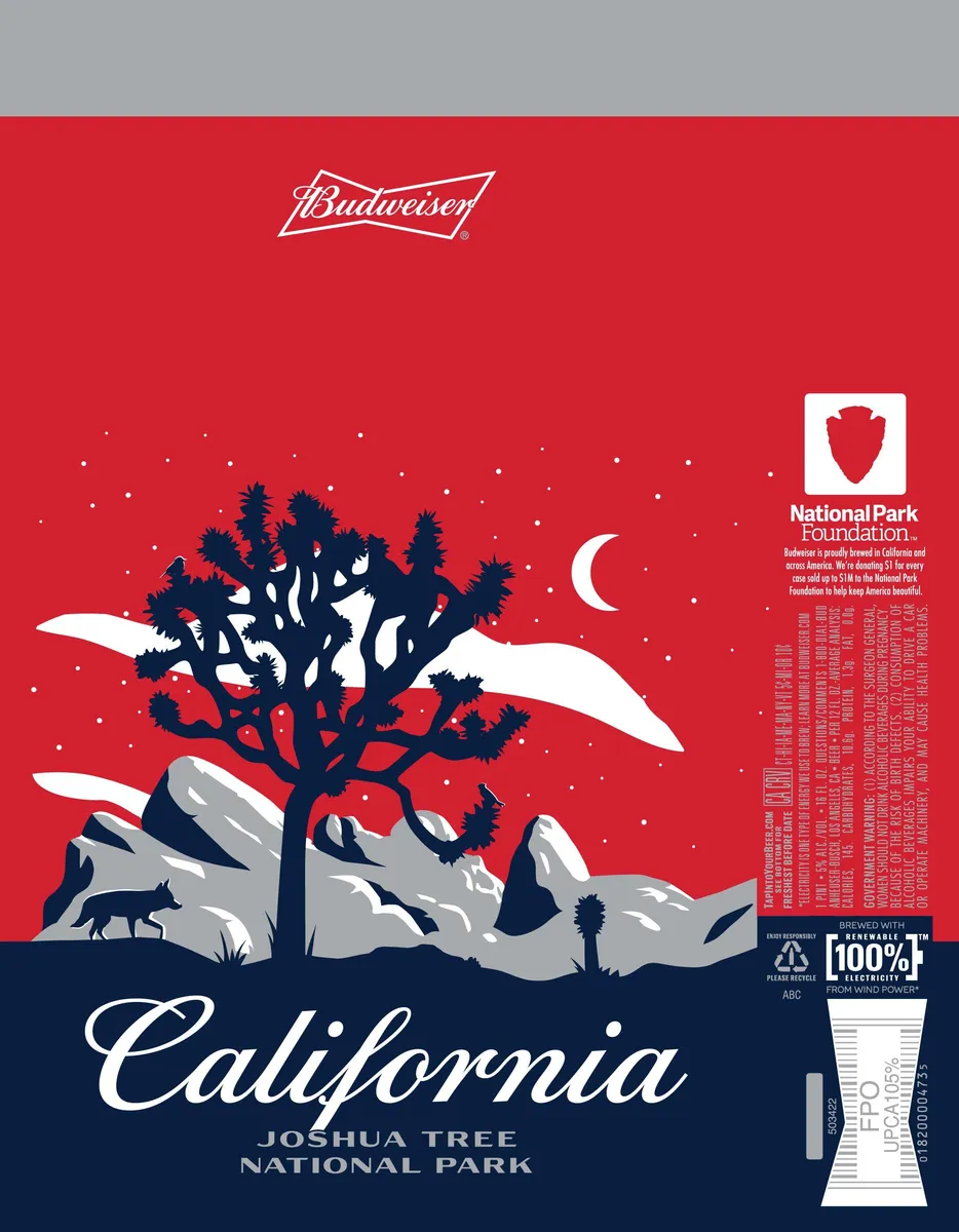 Budweiser California Joshua Tree National Park label art — BUDWEISER