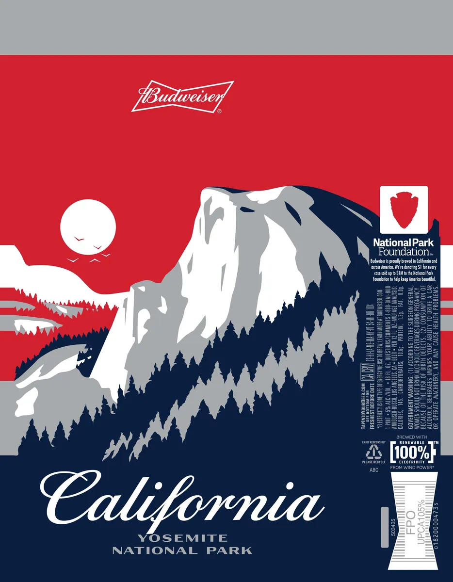 Budweiser California Yosemite National Park label art — BUDWEISER