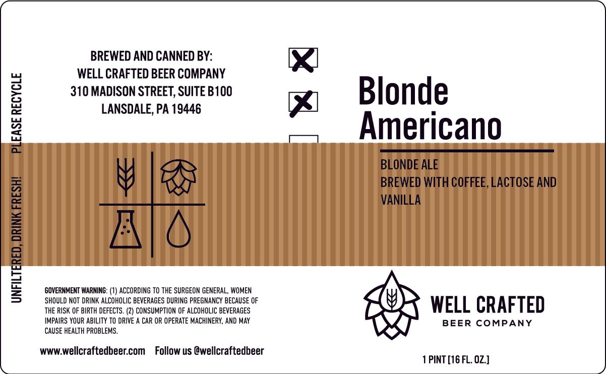 Blonde Americano — full label as filed with TTB