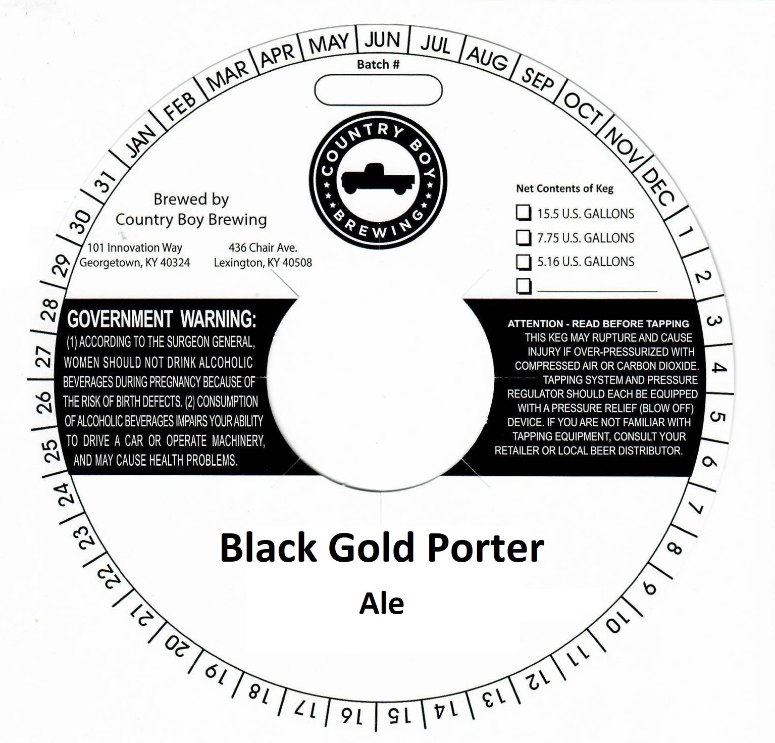 Black Gold Porter — full label as filed with TTB