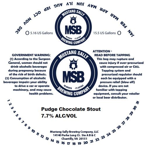 Pudge Chocolate Stout — full label as filed with TTB