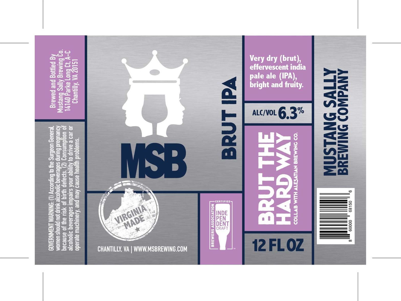 Brut The Hard Way — full label as filed with TTB