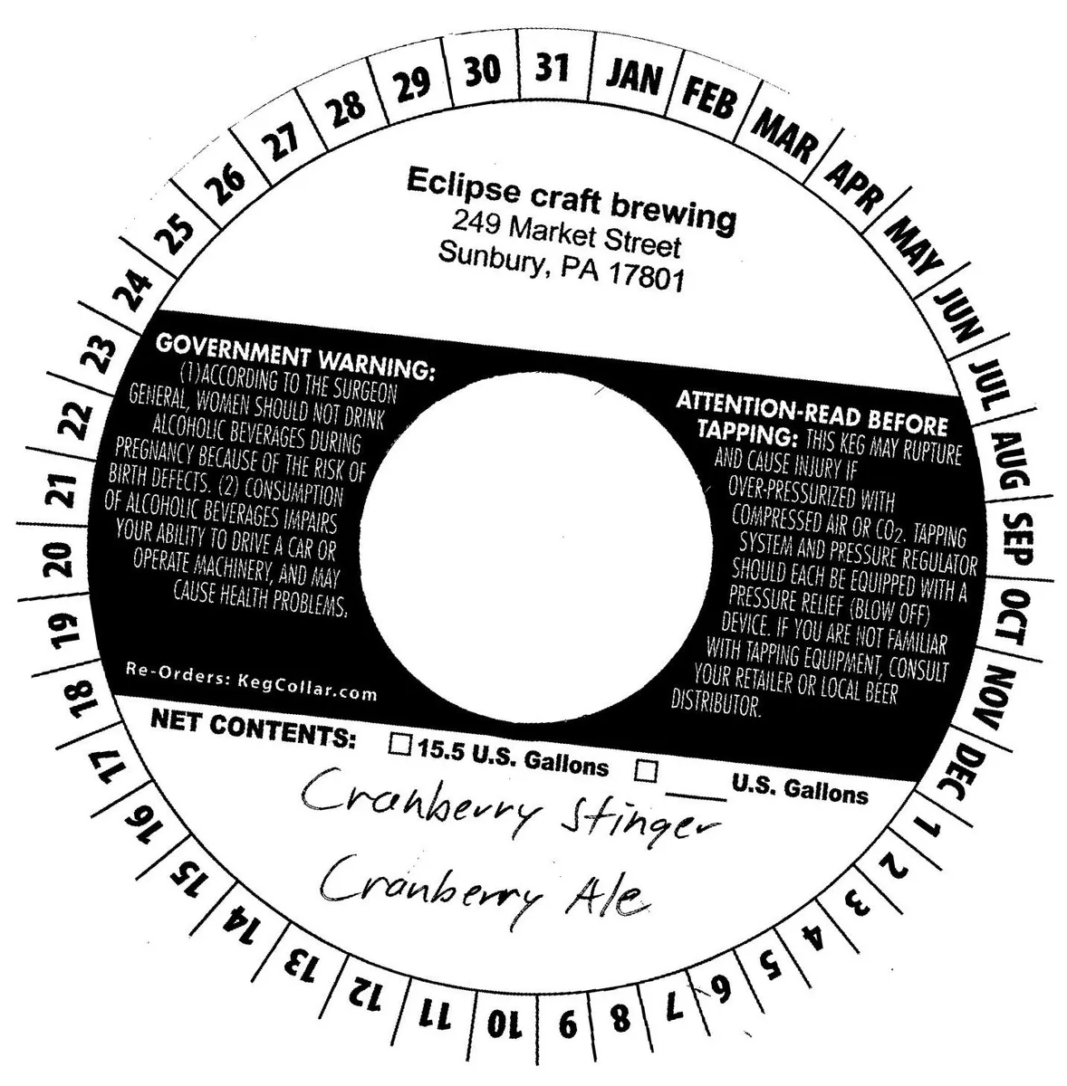 Cranberry Stinger label art — ECLIPSE CRAFT BREWING