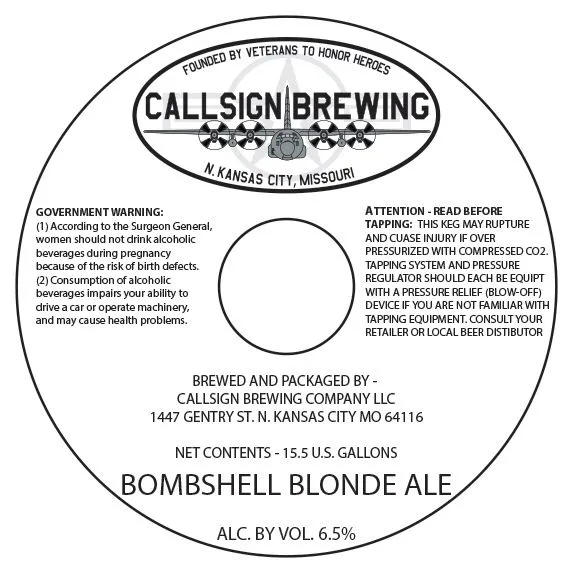Bombshell Blonde Ale label art — CALLSIGN BREWING COMPANY LLC