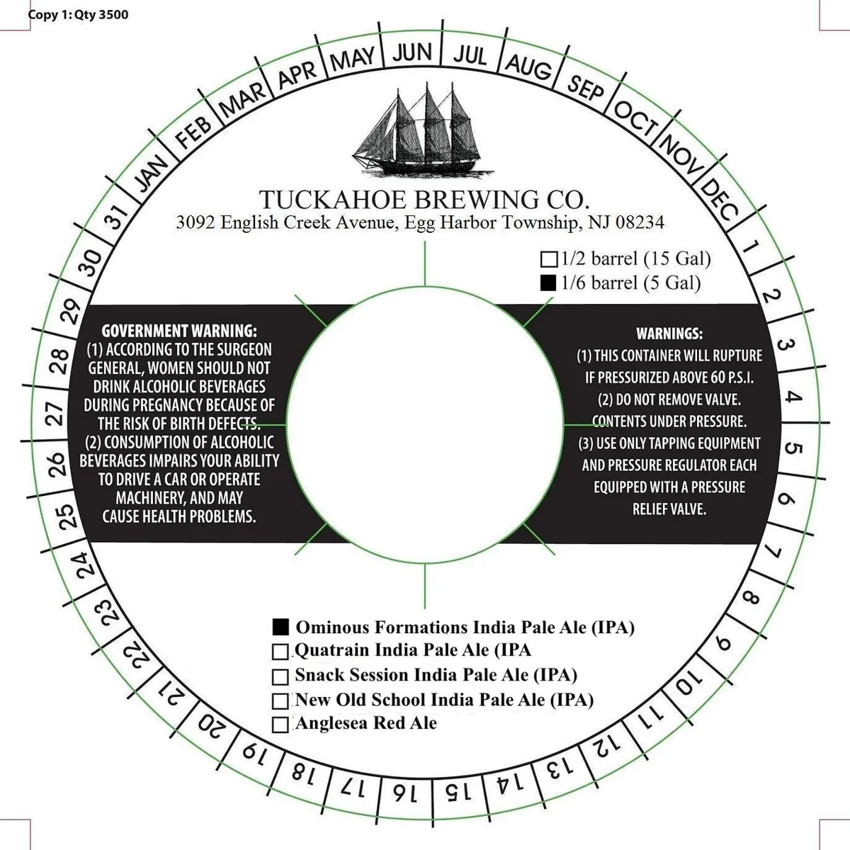 Ominous Formations India Pale Ale label art — TUCKAHOE BREWING COMPANY