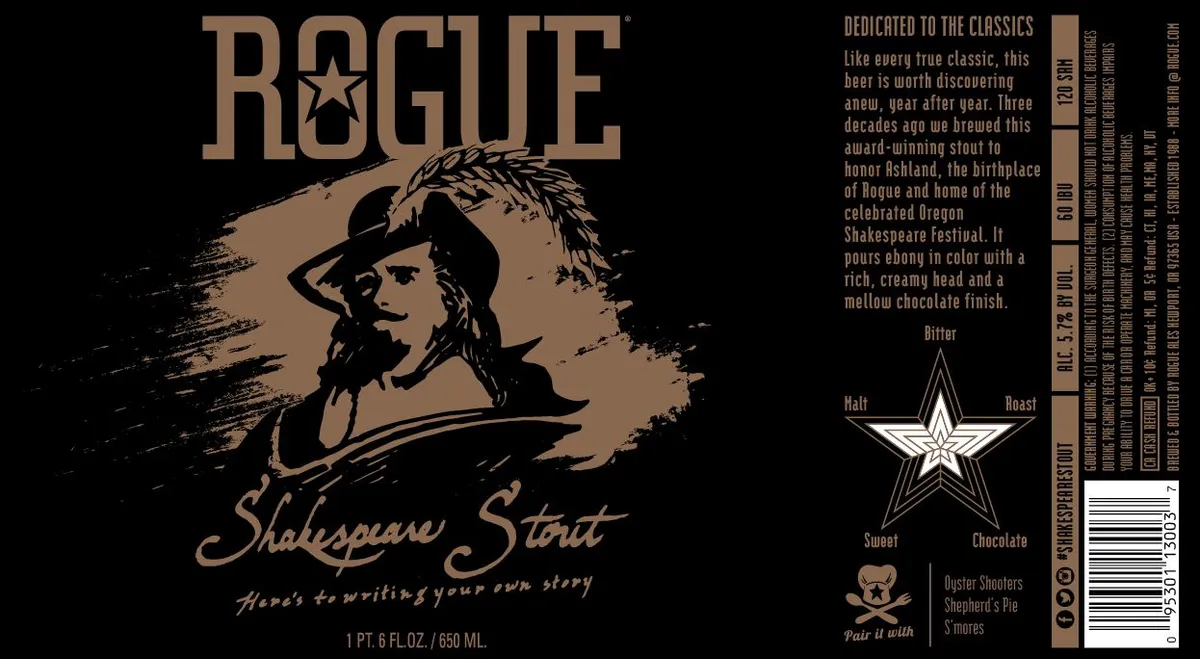 Shakespeare Stout label art — ROGUE