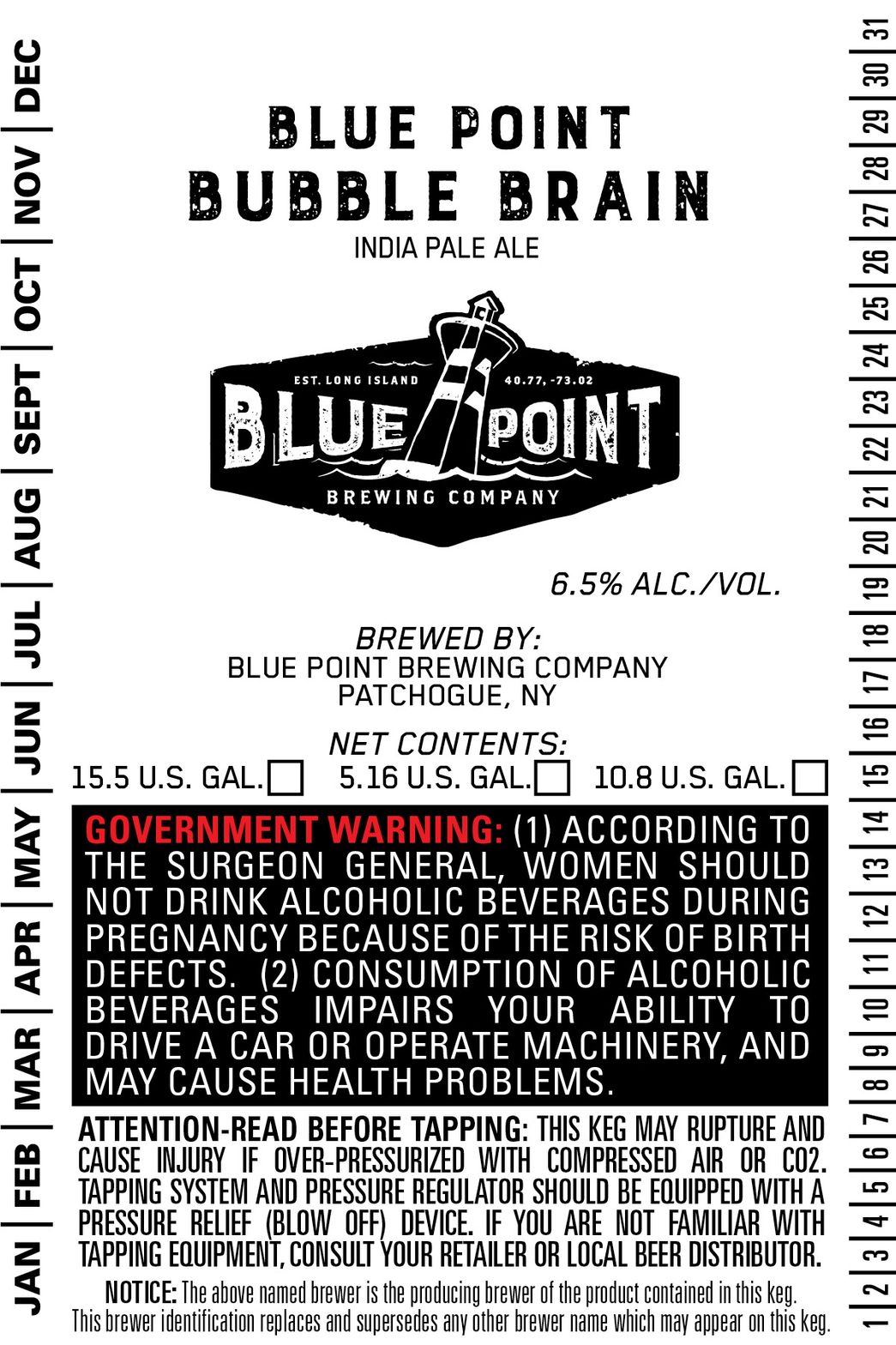 Bubble Brain — full label as filed with TTB