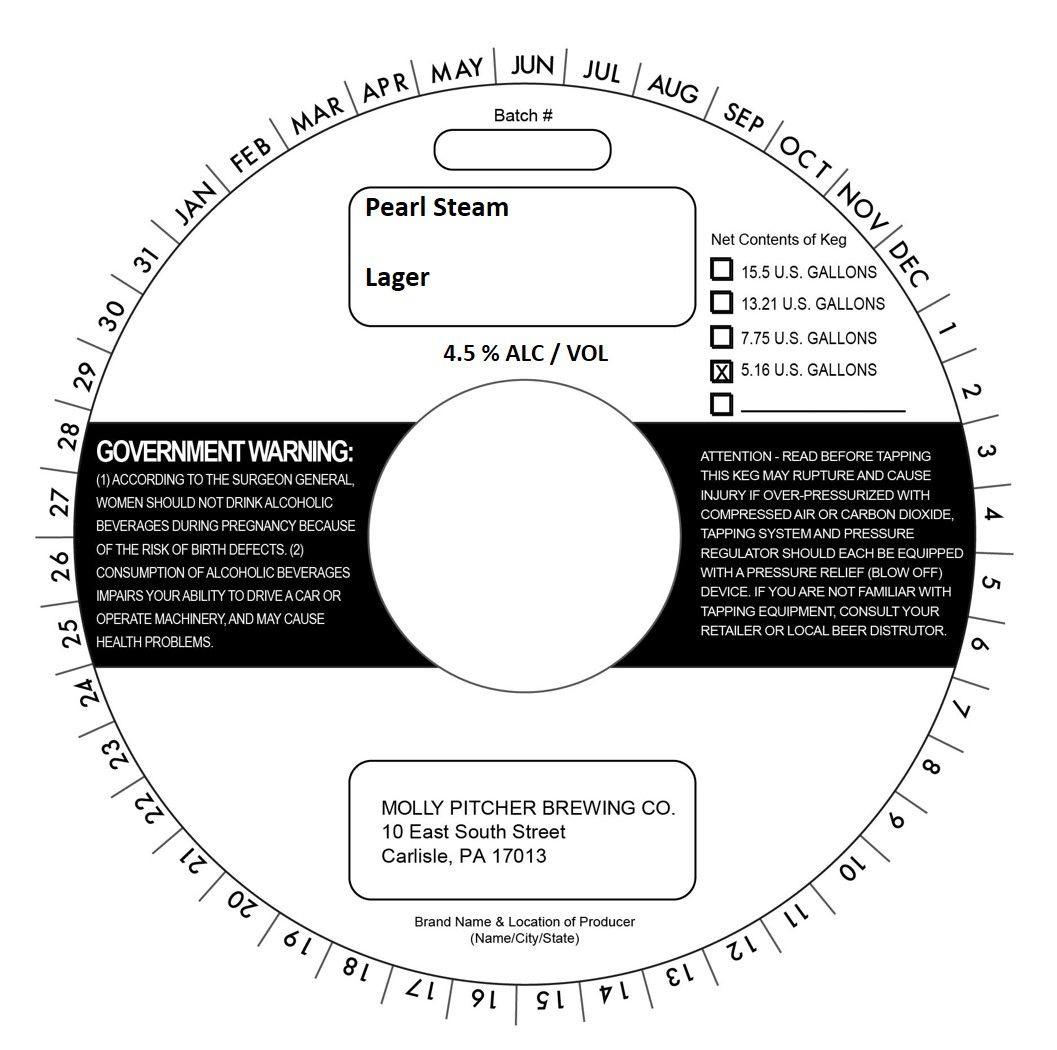 Pearl Steam — full label as filed with TTB