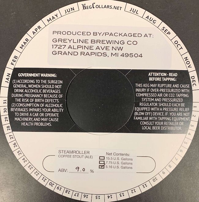 Steamroller — full label as filed with TTB