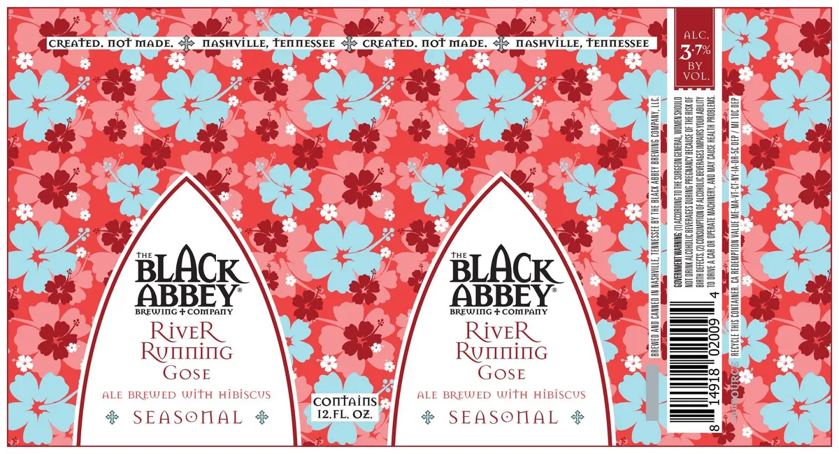 River Running Gose label art — RIVER RUNNING HIBISCUS GOSE