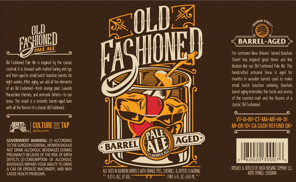 Old Fashioned Pale Ale label art — ABITA BREWING COMPANY