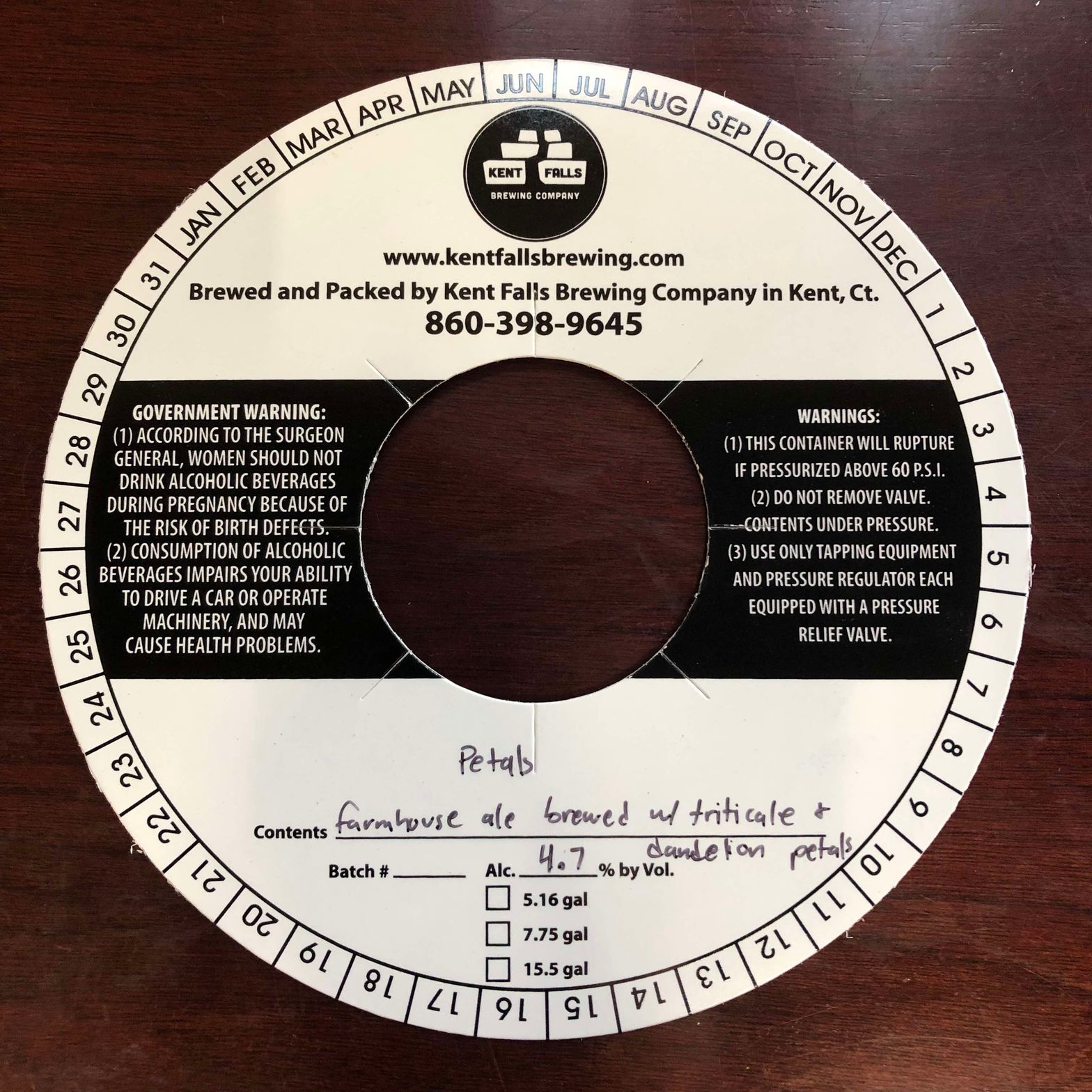 Petals — full label as filed with TTB