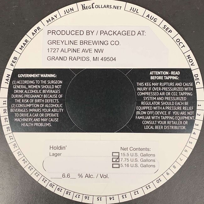Holdin' Lager — full label as filed with TTB