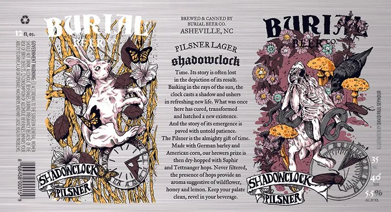 Shadowclock label art — BURIAL BEER CO.