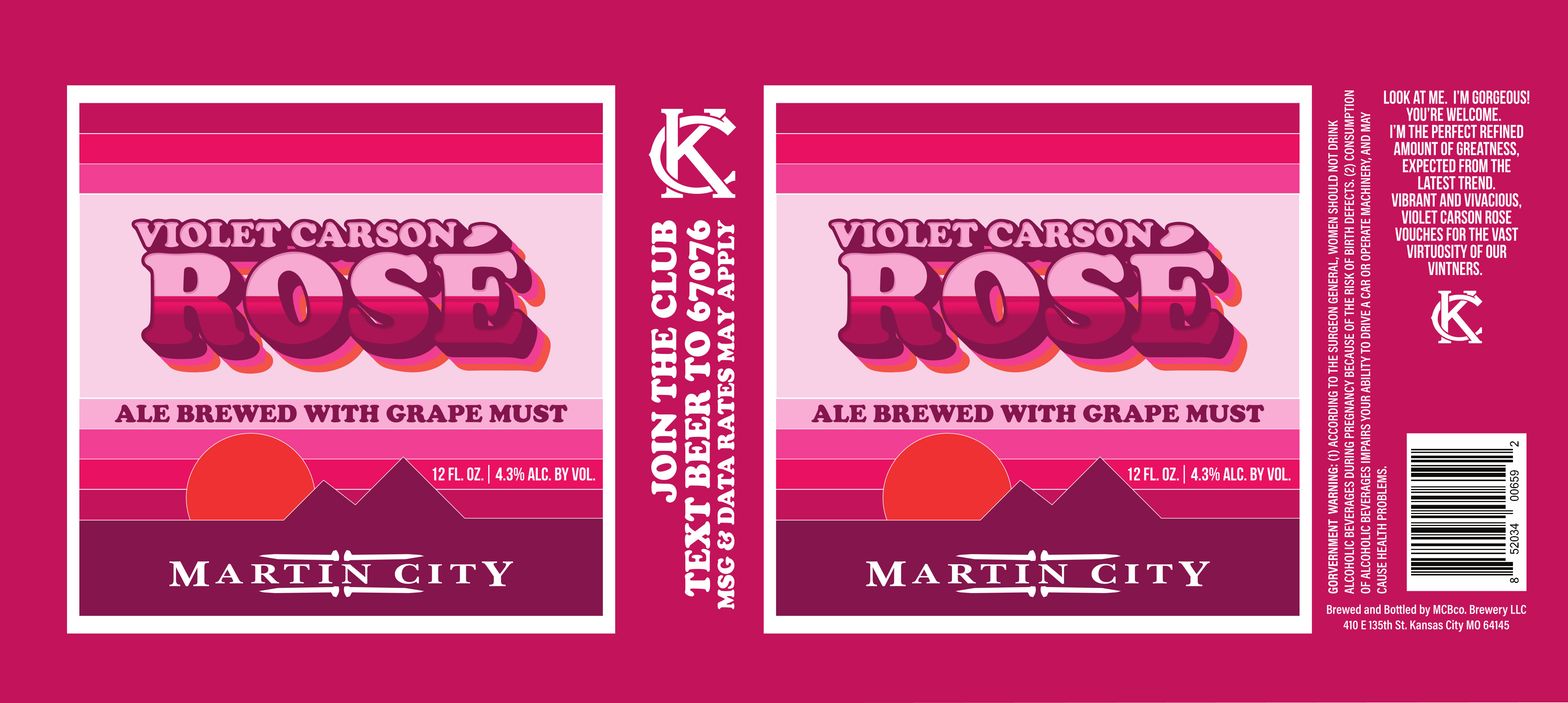 Violet Carson Rose — full label as filed with TTB