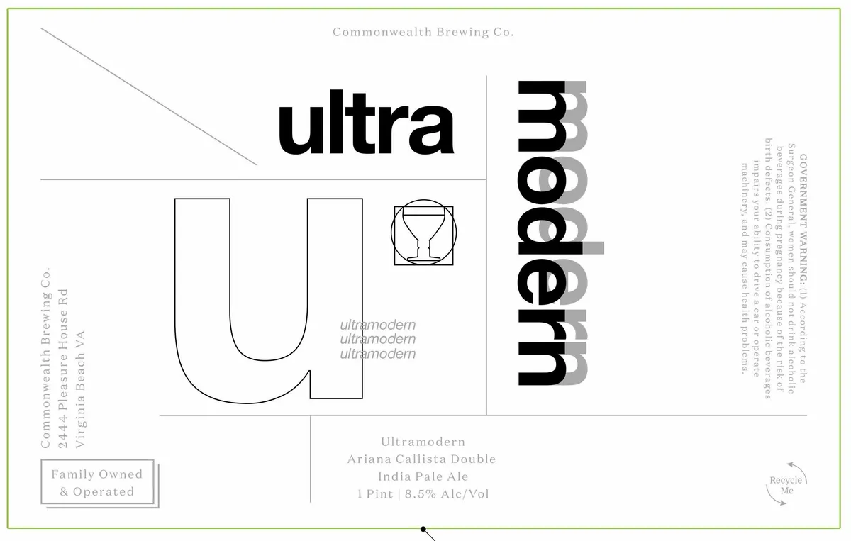 Ultramodern Ariana Callista Double India Pale Ale label art — COMMONWEALTH BREWING CO