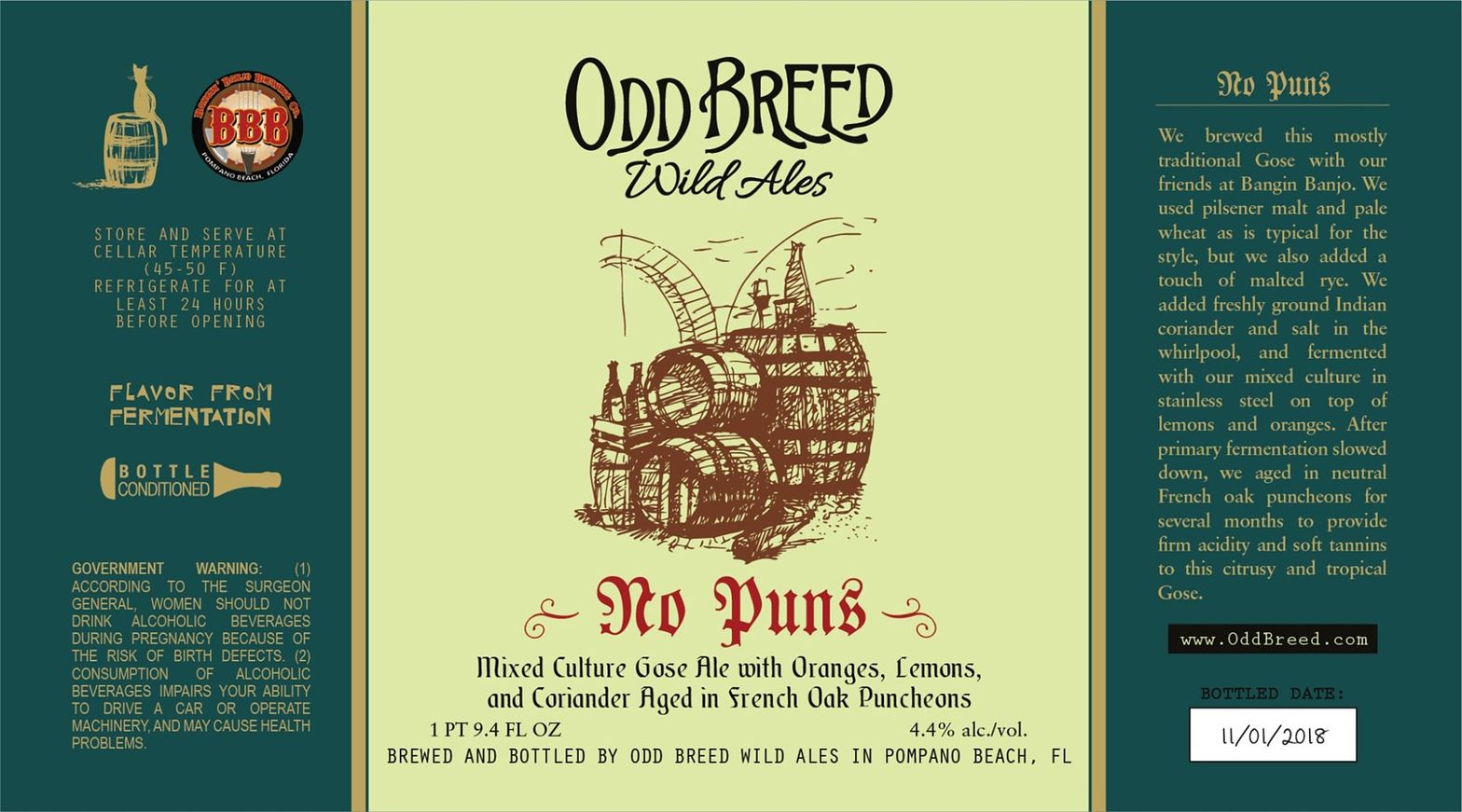 No Puns — full label as filed with TTB