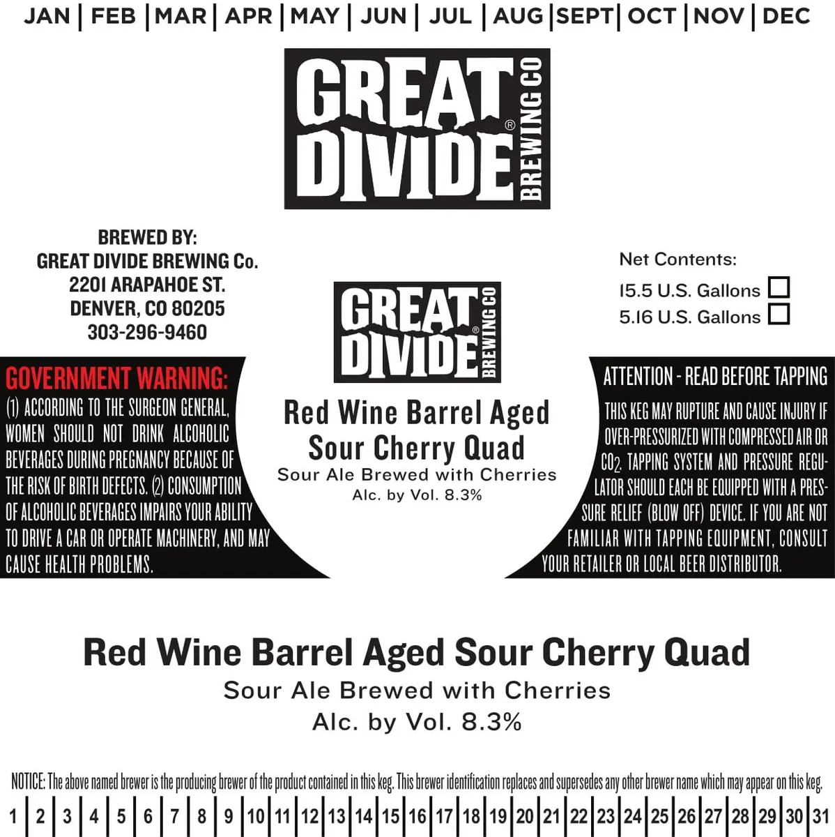 Red Wine Barrel Aged Sour Cherry Quad label