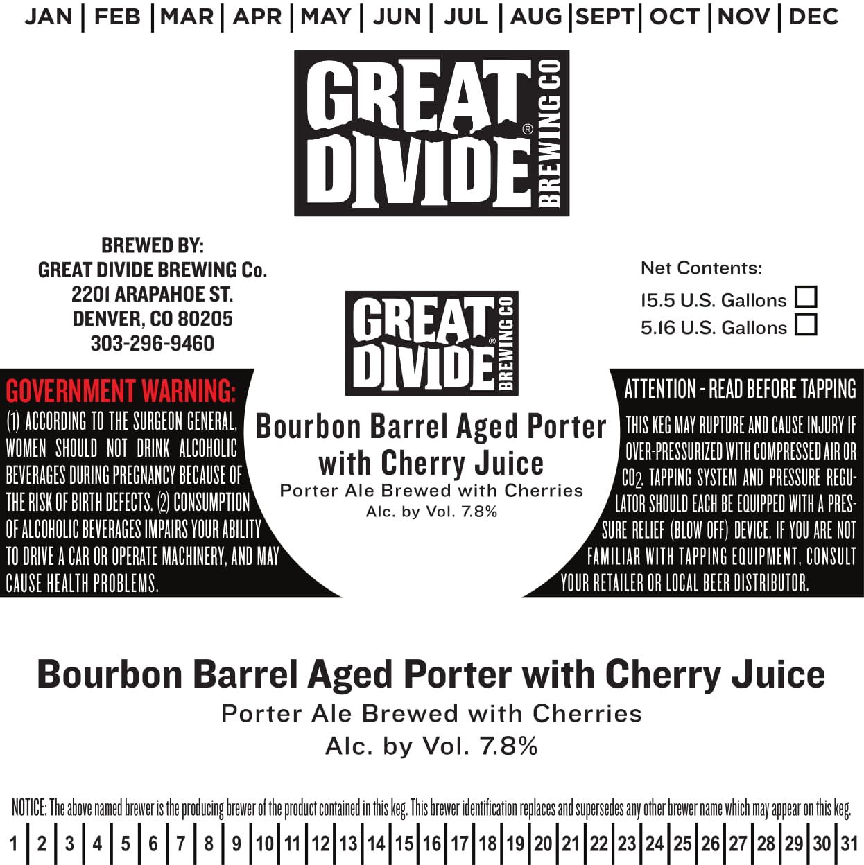 Bourbon Barrel Aged Porter with Cherry Juice — full label as filed with TTB
