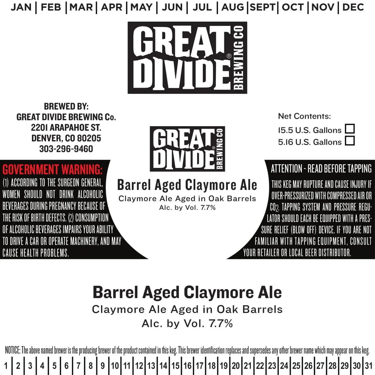 Barrel Aged Claymore Ale label